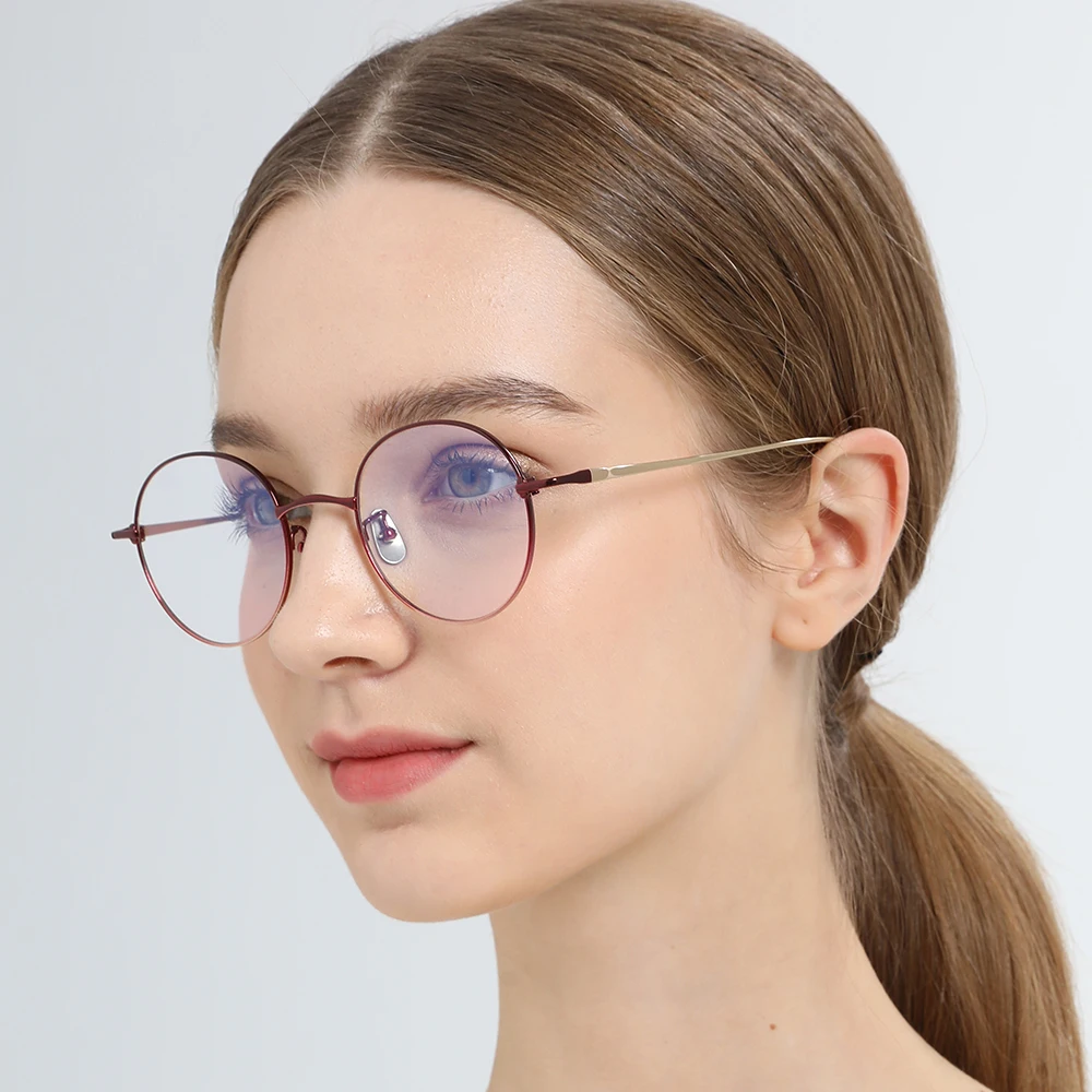 FONEX Pure Titanium Glasses Frame Women Colorful Retro Round Eyeglasses 2023 Vintage Eyewear DIG