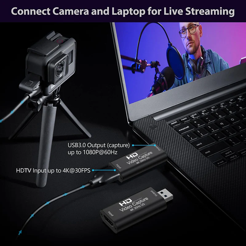 Video Capture Card USB 3.0 2.0 1080P 4K HDMI-compatible Video Grabber Record Box For Macbook PS4 PC Game DVD Camera Recording