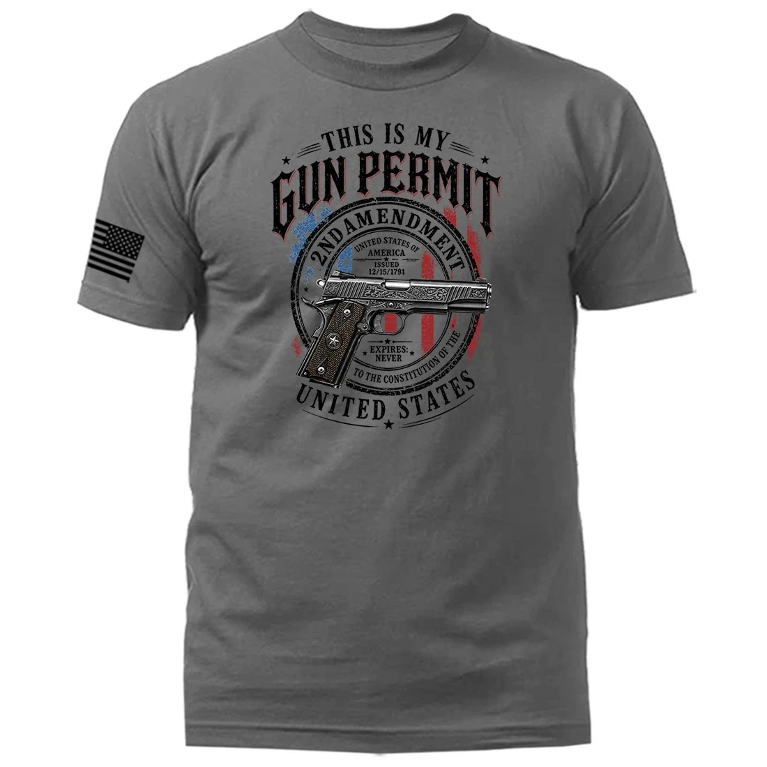 This Is My Gun Permit 2nd Amendment USA Patriotic Gun Rights T-shirt Tee Short Sleeve Men's T-shirts for Summer T Shirt