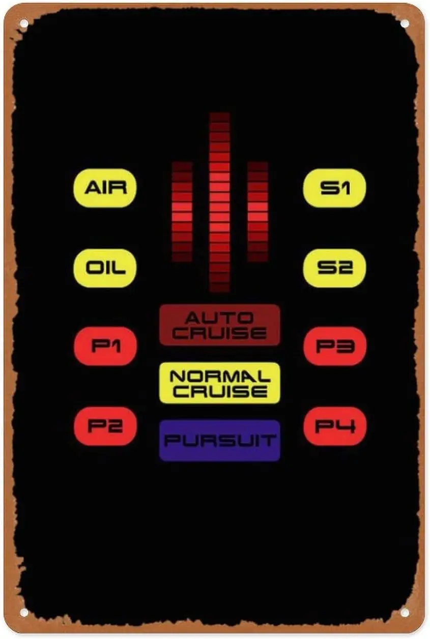 Letrero de metal icónico del tributo a la película - Gráfico del tablero del automóvil Knight Rider KITT - Arte de pared de película clásica |   Homenaje de película icónica para