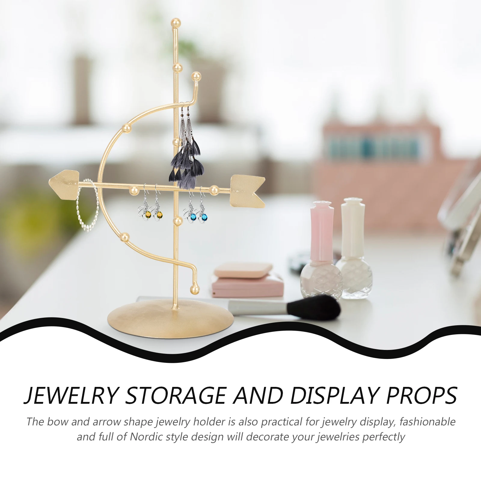 

Delicate Iron Jewelry Holder Organizer Stand Nordic Style Earring Bracelet Necklace Display Rack Bow Arrow Design Home Wedding