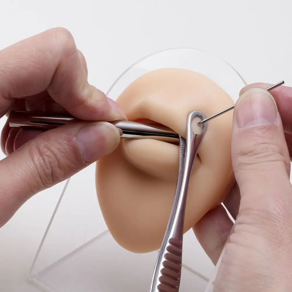 لوازم وشم ثقب الفولاذ ، أنبوب استقبال الإبرة ، أداة Microblading ، مجموعة ثقب مجوهرات الجسم ، الفضة