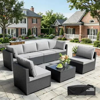 7-Piece All-Weather Wicker Patio Set 1