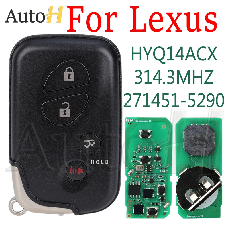 271451-5290 Car Smart Remote Key for Lexus GX460 RX350 RX450 FSK314.3MHz FCCID:HYQ14ACX ID74 Chip Keyless 4 Buttons Control Key