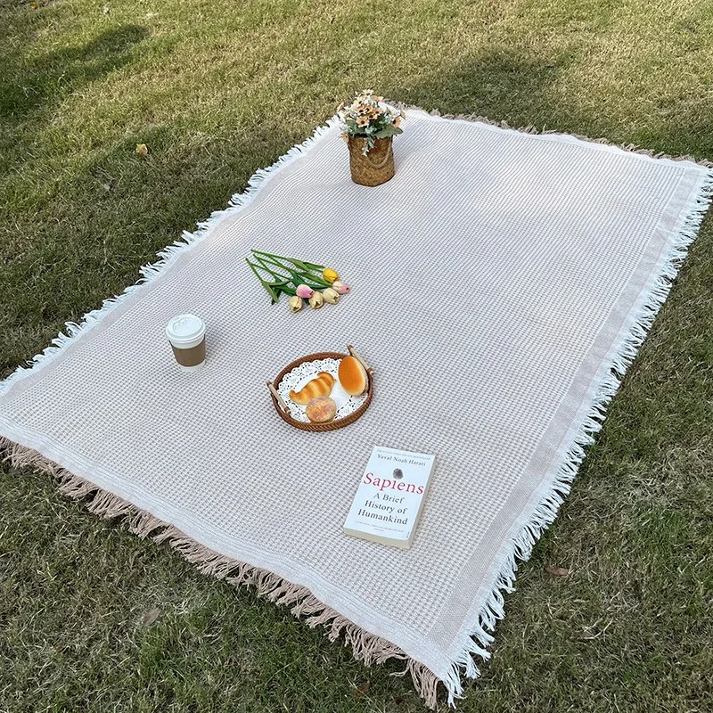 Beach Rug  Camping Blanket Lawn Floor Carpet Moisture-Proof Bohemian Woven Blanket For Travel Festivals Home Decor