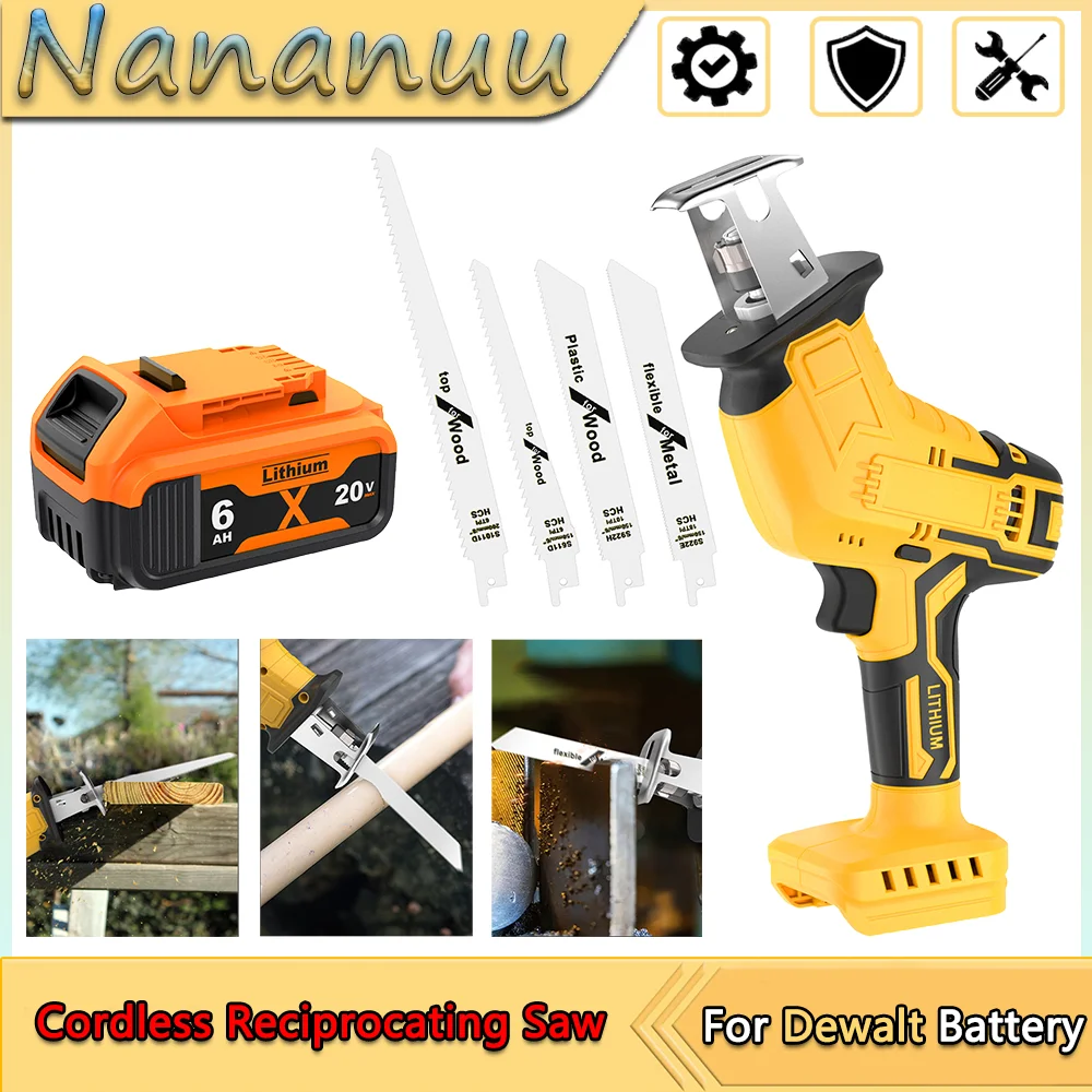 

Nananuu Electric Reciprocating Saw Electric Horse Knife Small Handheld Outdoor Cutting Saw Power Tool For Dewalt 20V Battery