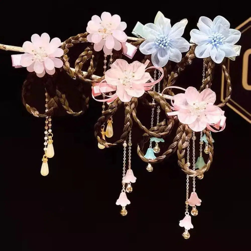 Resin Flower Han Clothes Accessories Children Hair Clip Wig Braid Head Wear Ancient Style  Hairpin Women Hair Accessories