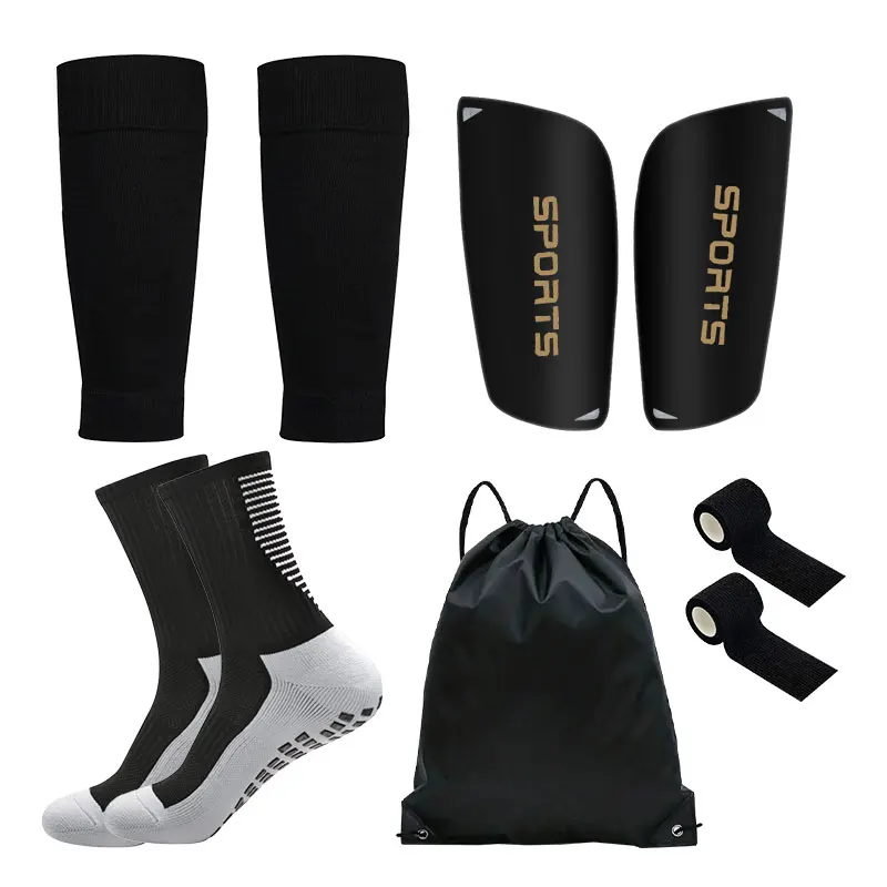 5 pezzi Set adolescenti borsa da calcio calzini da calcio Grip calzini sportivi da uomo coprigambe da calcio parastinchi allenamento di calcio Shank