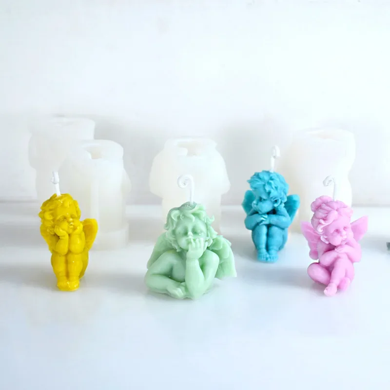Different Styles Angel Silicone Candle Mold 3D Cute Angel Soap Aromatherapy Plaster Resin Crafts Molds Home Handmade Gift