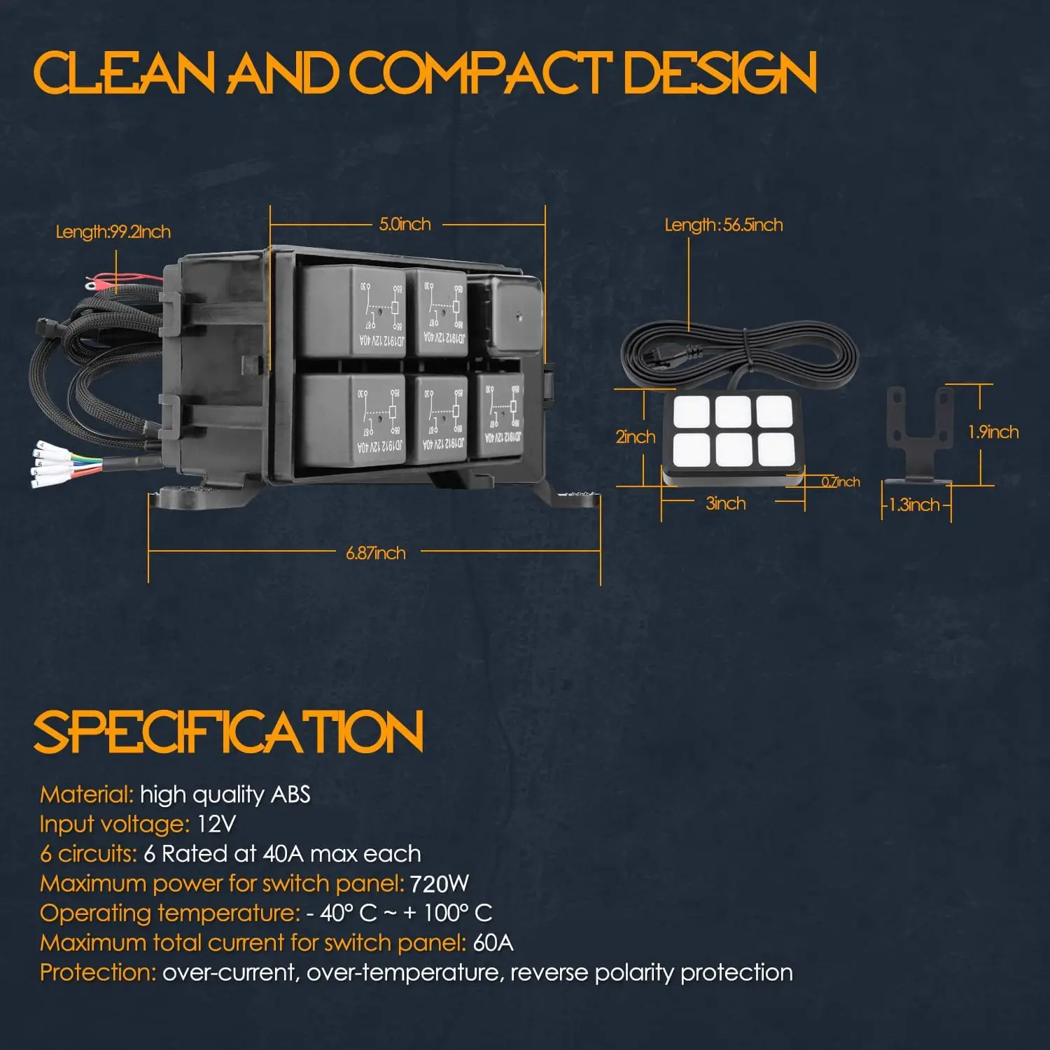 6 Gang Switch Panel 12V Universal Circuit Control System with Fuse Relay Box Button Switch Pod Touch Switch Box for Truck ATV