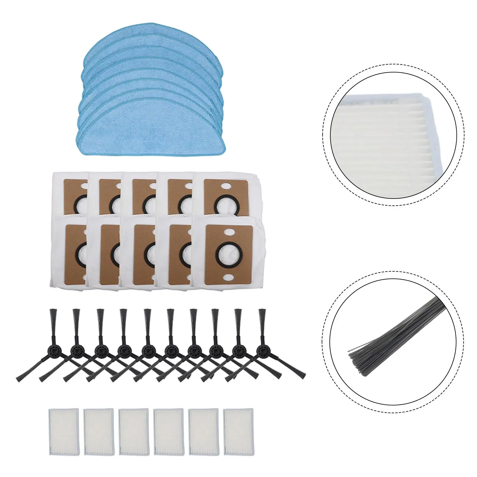 For ILIFE A12 for Pro Vacuum Cleaner Replacement Kit Filters Mop Cloths Dust Bags & Side Brushes for Enhanced Performance
