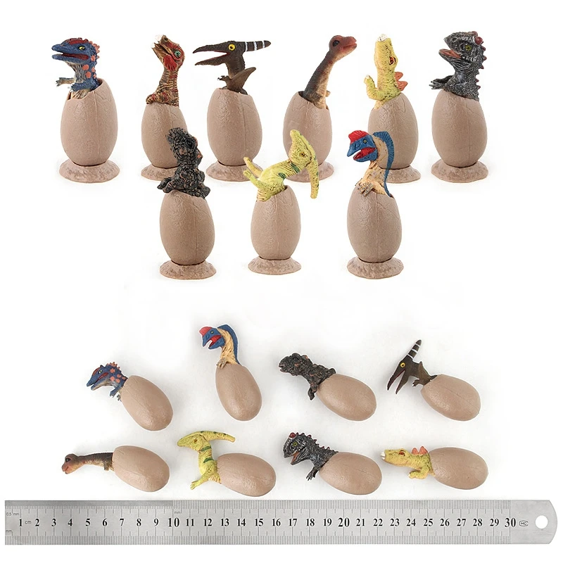 9 PCS/Set Dinosaur Handmade Model Half Hatched Dinosaur Egg Model With Pedestal Funny Novel Toys Boys Girls Toys Gifts