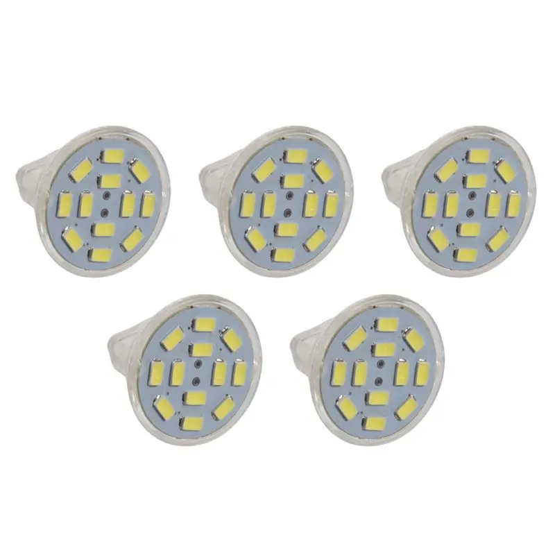 DT17 5X 6W GU4 MR11 LED Spotlight 12 SMD 5730 570 Lm DC 12V White 180 Degree Glass Bulb