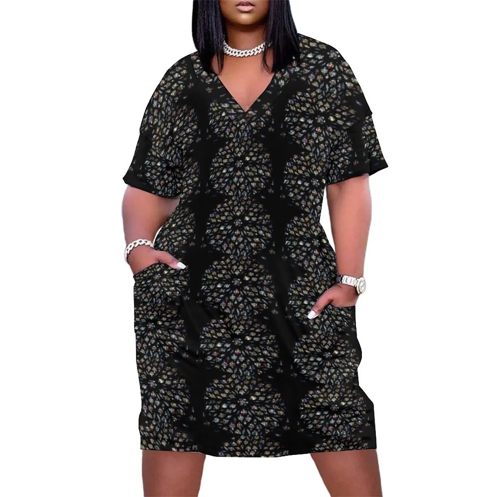 

Stained Glass of Saint-Chapelle Loose Pocket Dress dresses for women dresses for woman