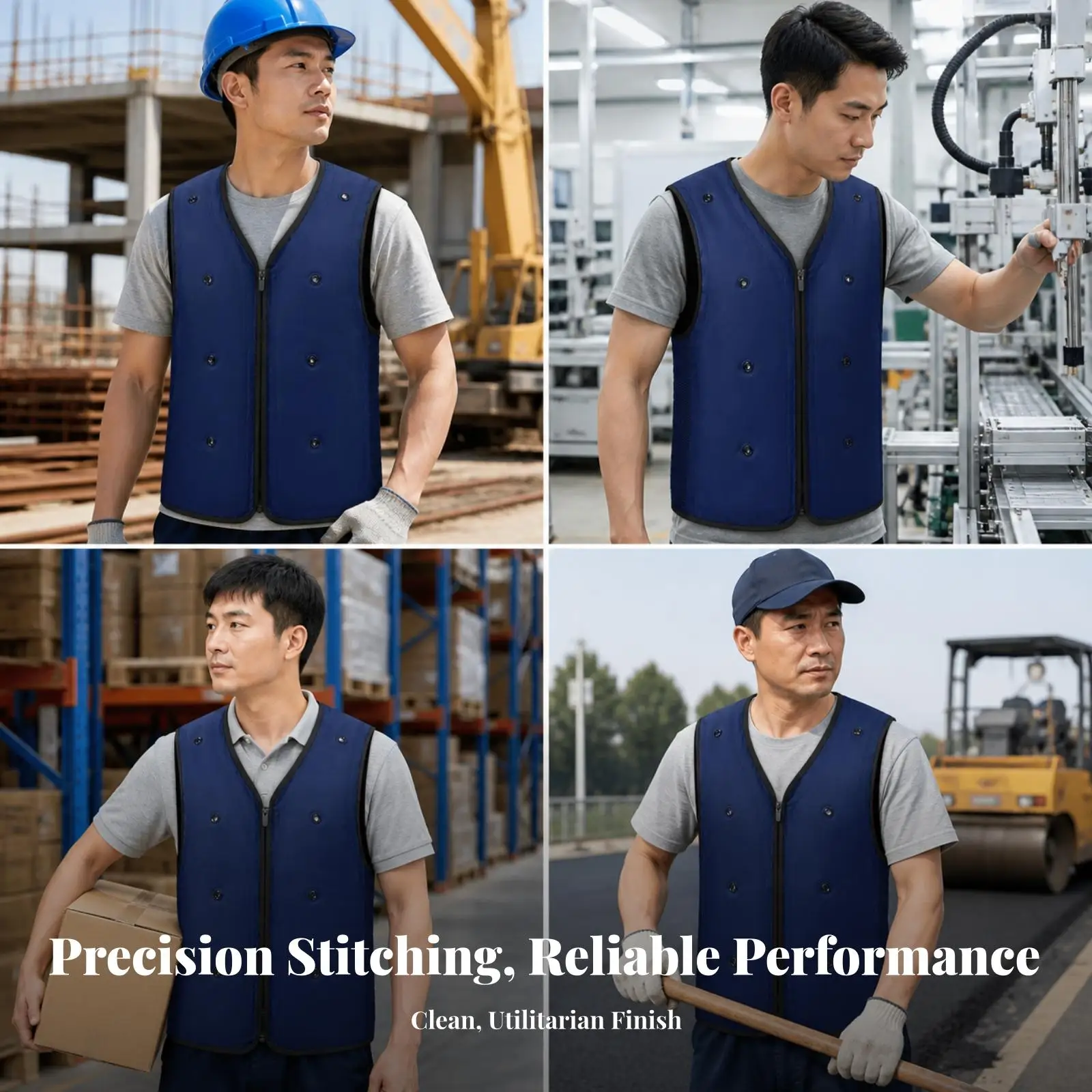 Summer Cooling Vest for Outdoor Work Polyester Sleeveless Safety Jacket with Crew Neck Breathable Job Site Comfort