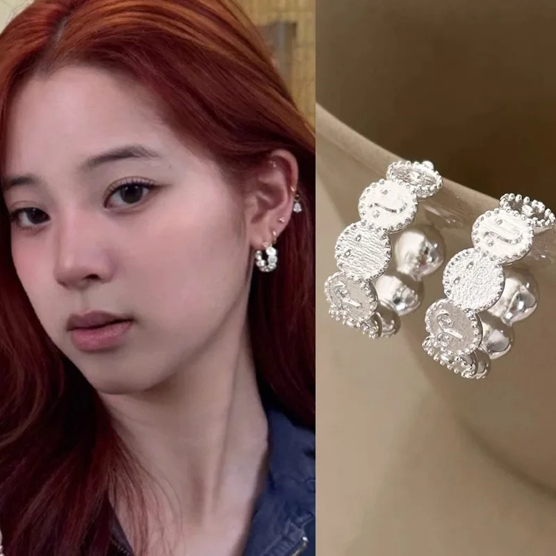 Stud Earrings C Shaped Half Circle Spliced Silver Tone Alloy Premium Elegant Versatile Unique Minimalist Jewelry for Women Daily