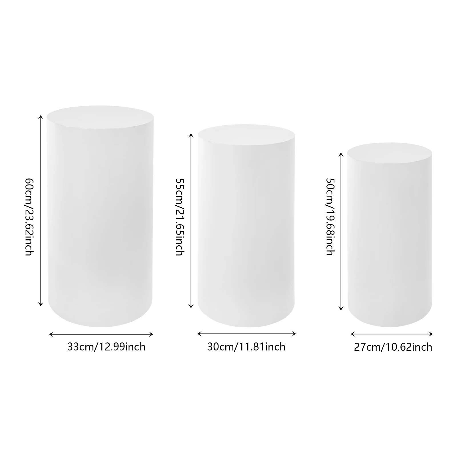 3-Piece Cylindrical Display Stand Set – Iron – 19.68
