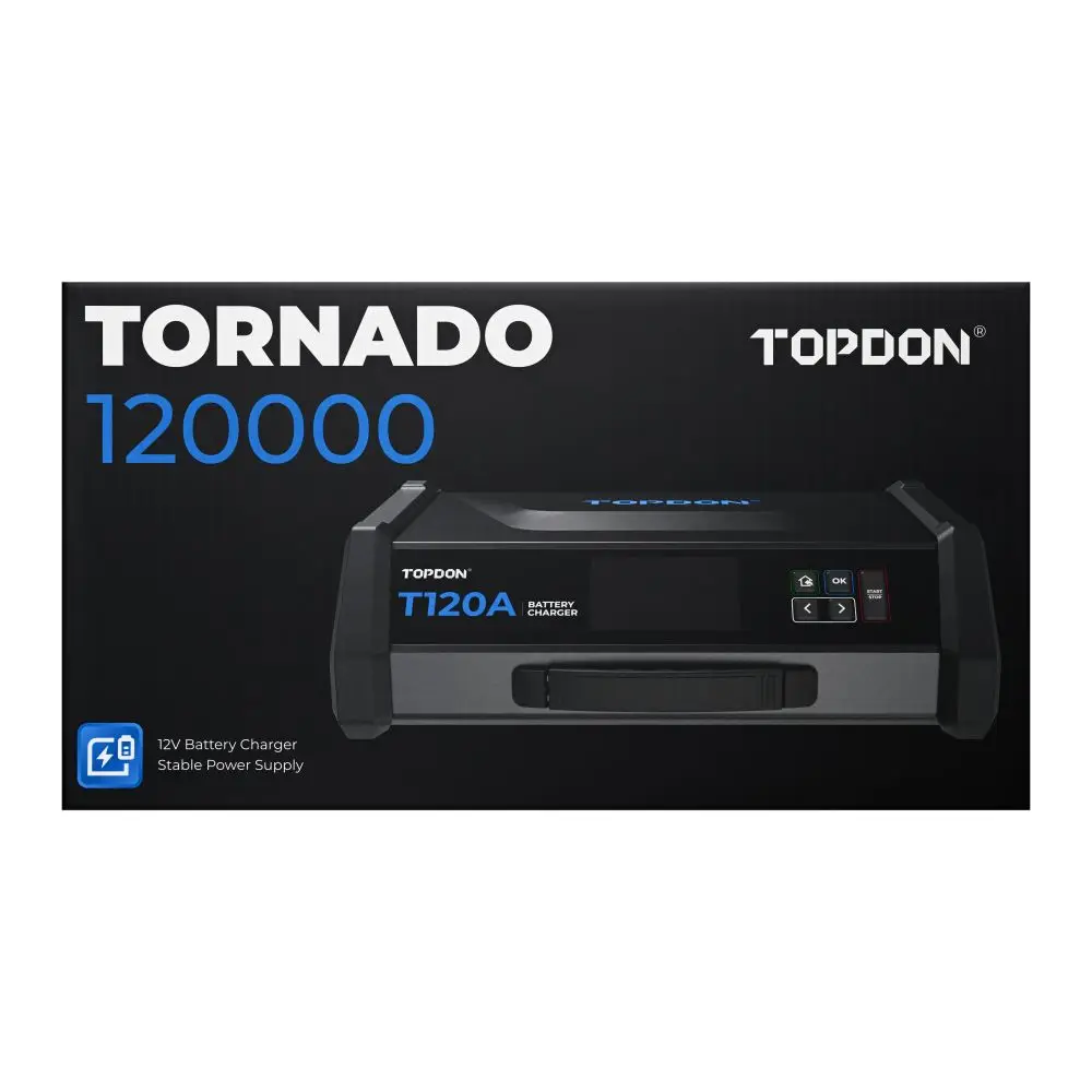

TOPDON T120A 12V With 9-Step Smart Charging Feature Adjustable Current Lithium Lead Acid Voltage Steady Car Battery Charger