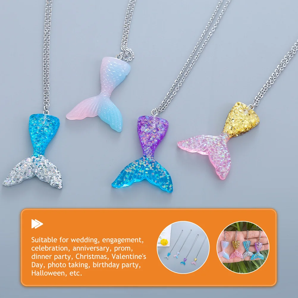 

4pcs Gradient Mermaid Tail Necklace Unique Design Elegant Women Jewelry For Wedding Party Valentine'S Day Gift Accessory