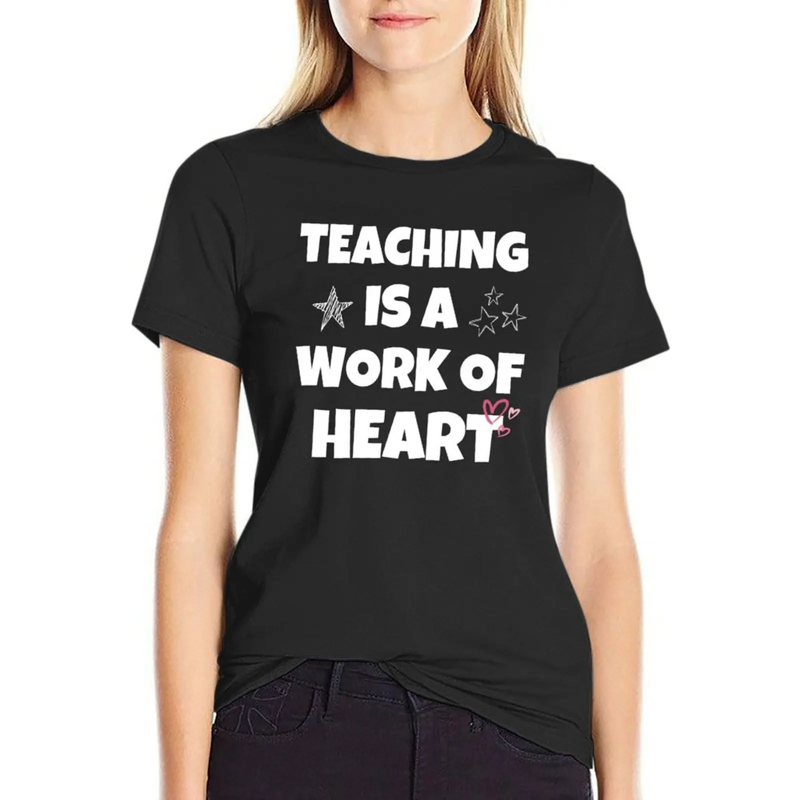 

Teaching is a work of heart - something to wear as a teacher T-Shirt oversized Short sleeve tee t shirts for Women graphic