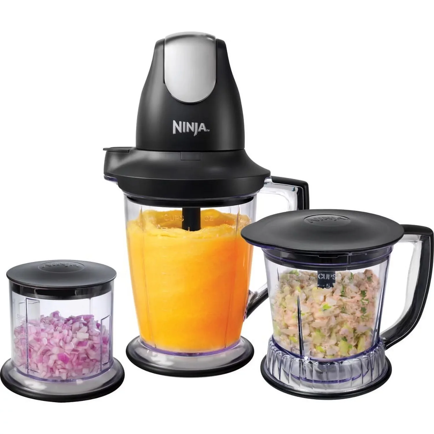 

48 Oz. Blender Food Processor Crushed Ice Chops and Blends 2x Faster 3 Disposal Containers