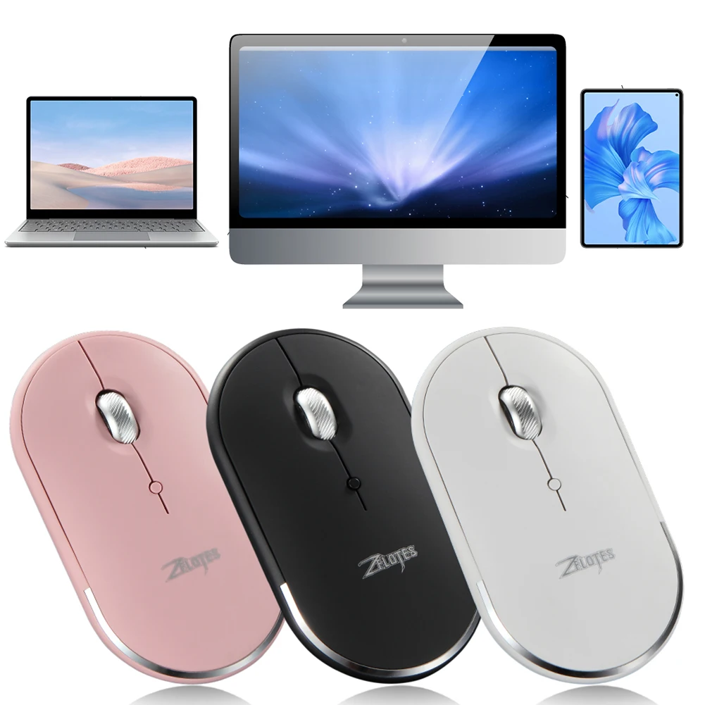 Wireless Mouse Bluetooth-Compatible & 2.4 GHz Silent Mouse 2400 DPI Computer Mice Optical Mice for Notebook PC Laptop Macbook