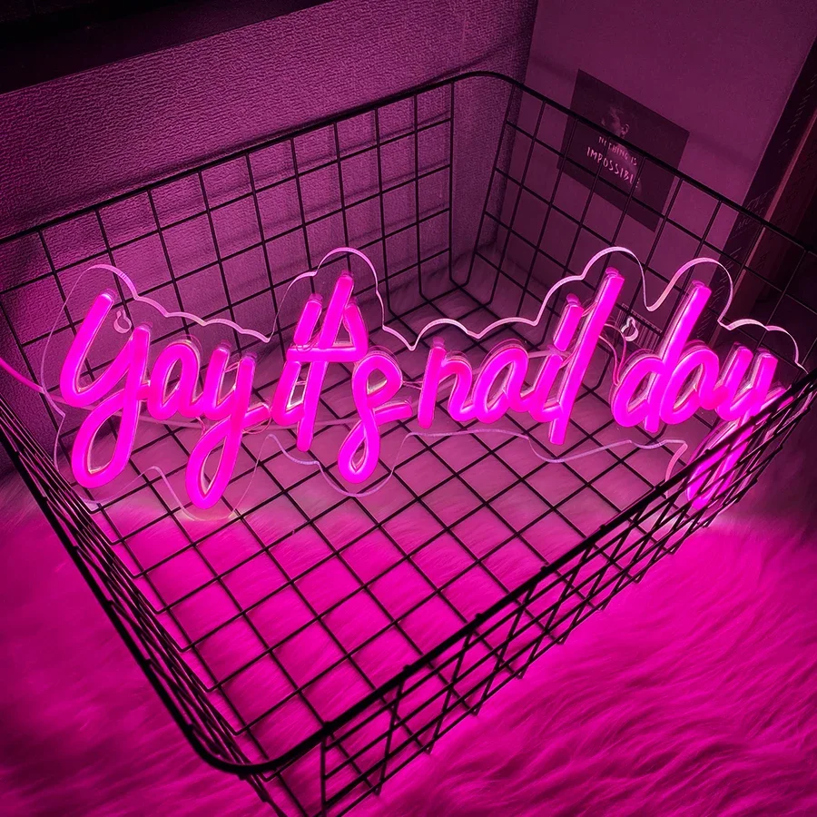 

Используется для декора салонных баров и салонов красоты, отличный подарок для девочек с навыками маникюра, неоновая вывеска Yay It Nail Day