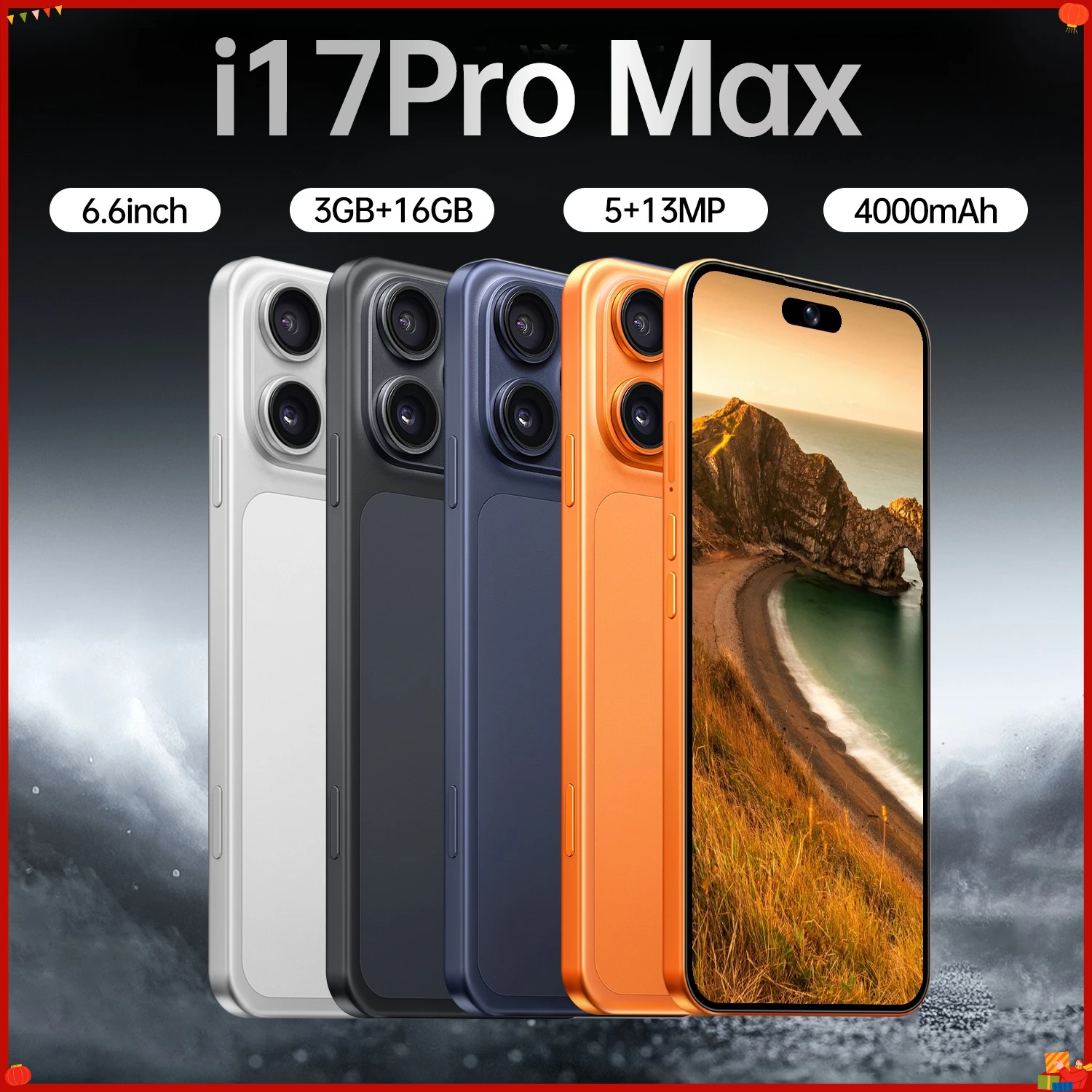 CHOTOG IFone 17 Pro Maxi 6.6HD Smartphone Android 10 Telefoni Cellulari 3G+16G 4G Dual SIM 4000mAh Telefono Cellulare Sbloccato Versione Globale 5+13MP Telefoni Cellulari