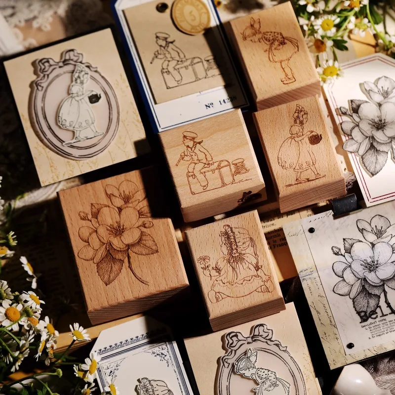 TAMPONS EN CAOUTCHOUC en bois pour enfants, pour lettres, albums à TAMPONS EN CAOUTCHOUC en bois pour enfants, pour lettres, albums à