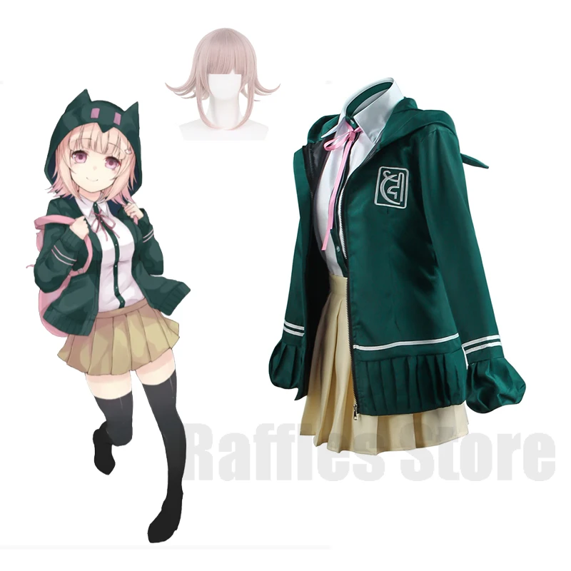 Game Danganronpa 2 Anime Chiaki Nanami Cosplay Costume Wig School Uniform Shirt Jacket Pants Halloween Women Girls Jk Suit