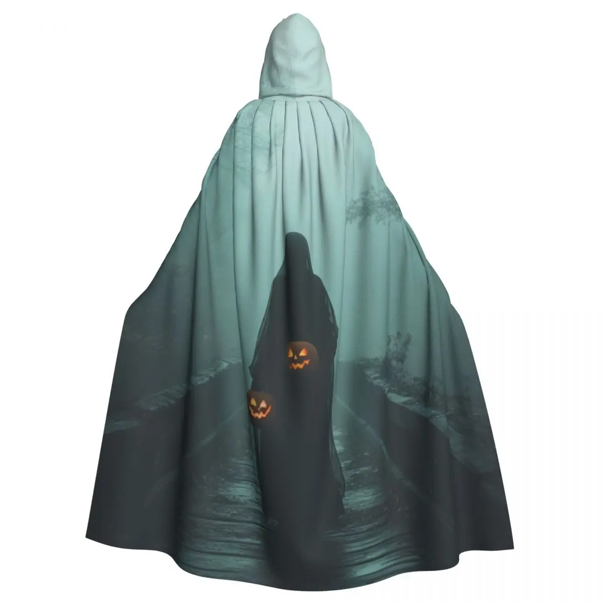 

Shadow and Pumpkin Lantern Cloak for Halloween Night Costume Unisex Adult Cloak with Hood Long Witch Costume Cosplay