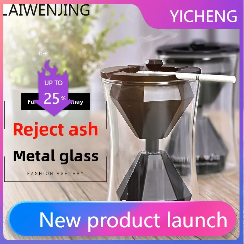 LYY  Glass Diamond Style Large Anti-ash Fly Ashtray Light Luxury High-End Feel
