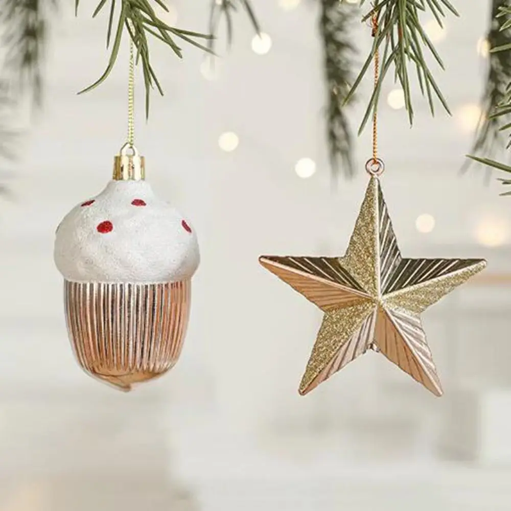 2Pcs Plastic Christmas Hanging Conch Ornament Star Snowman Onion Shaped Hanging Ornament Glittery Decorative