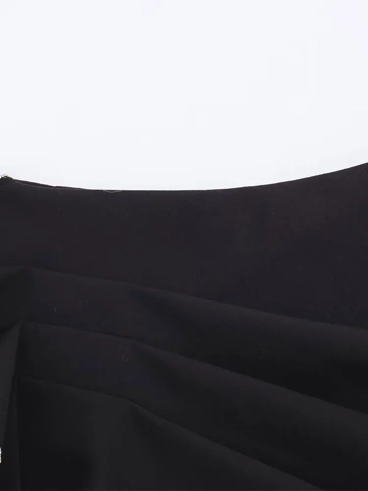 NLZGMSJ Vintage Casual Chic Damska Spódnica z Koralikami, Krótka Spódniczka na Zamek, Nowa Moda, Damska Krótka Spódniczka Mini z Falbankami