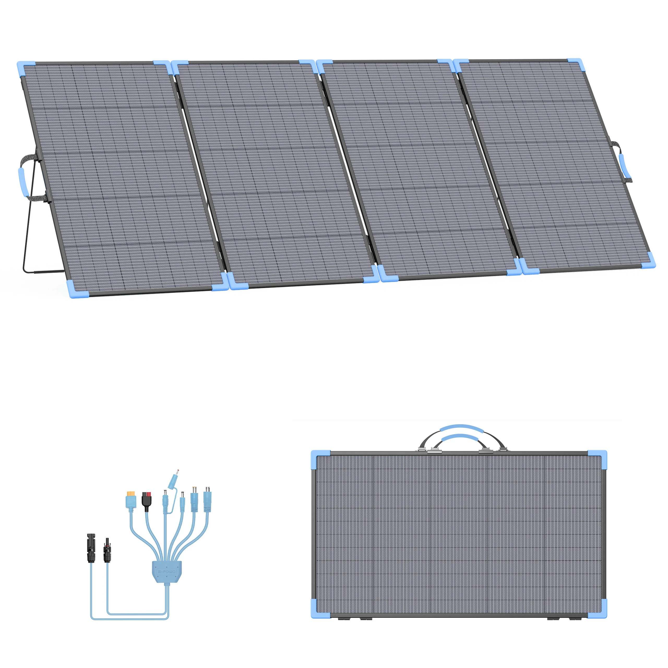 E-POWO Bifaziales Faltbares Solarpanel 110W/220W/400W Solarladegerät mit 23,4% Energieumwandlungsrate für Auto, Boot, Wohnwagen, Camping