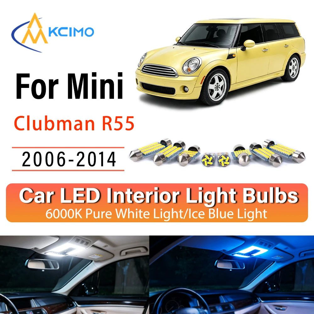 Long Lasting Premium LED Interior Lights For Mini Clubman R55 2006-2014, Quick Setup Blue Light, White Light Kit Sturdy Cozy
