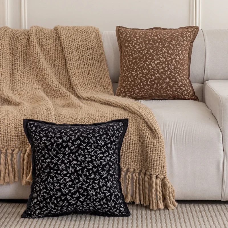 Retro Floral Throw Pillow Cover Modern Simplicity Bay Window Sofa Waist Cushion Cover Decor Home Decoration Pillowcase 45x45CM