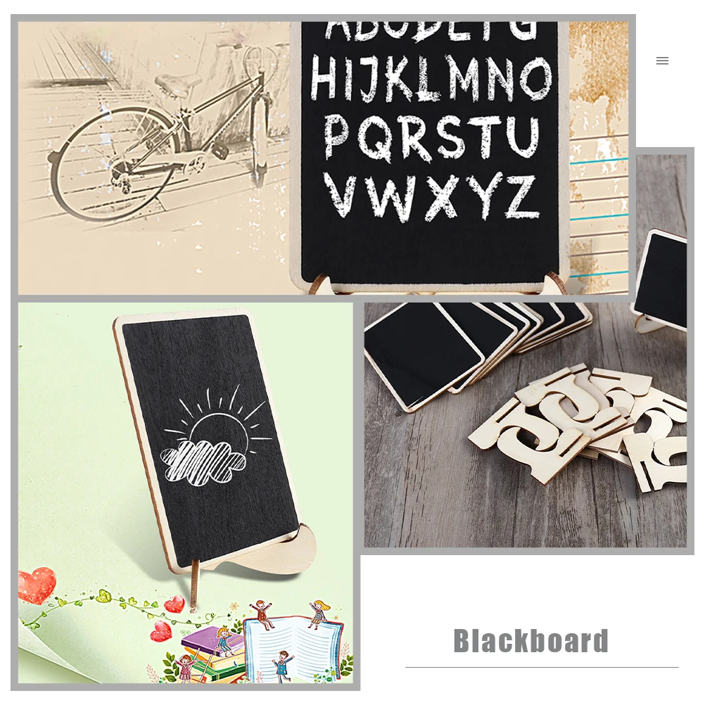

10 Pcs Small Chalk Board Blackboard with Easel Message Tabletop Note Office Memo Desk Decor