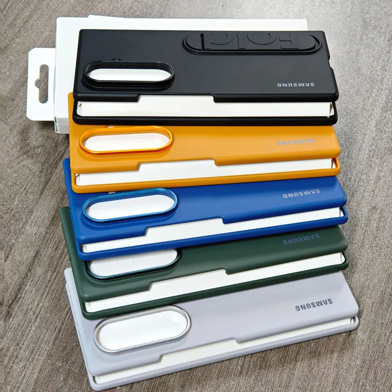 

For Samsung Galaxy Z Fold7 Fold 7 5G Luxury Standing Phone Case with Holder Plastic Shockproof Back Protective Hard Cover Shell
