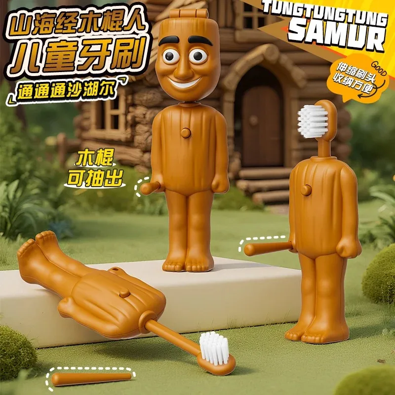 *Italian Brainrot Tung Children's Toothbrush Anime Soft Nylon Bristle Toothbrush Travel Cartoon Cute Funny Teeth Brush Whitening image 2