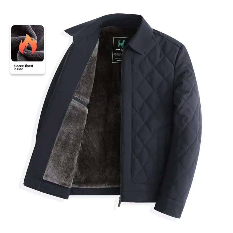 

Утепленная зимняя хлопковая куртка на флисовой подкладке для мужчин среднего возраста, гарантированная теплота, одобренная папой верхняя одежда/пальто