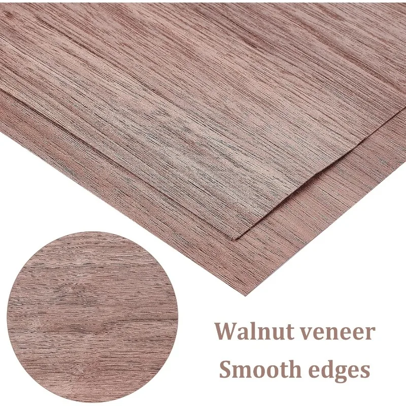 8 Sheets Walnut Wood Sheet 11.8x11.8inch Square Hardwood Veneer Boards for Wood Craft DIY Project 0.5mm Thin