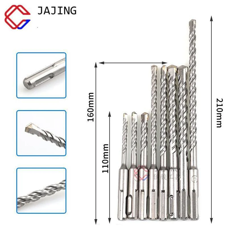 8pc Set Concrete SDS Plus Drill Bit Cross Tips 2 Cutters 110mm 160mm 210mm Wall Brick Block Electric Hammer Masonry