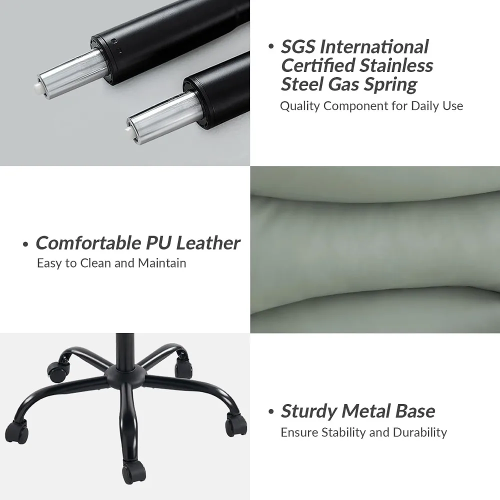 كرسي مكتب HULALA HOME من الجلد الصناعي مع قفل مائل وقاعدة معدنية، 360 درجة ° كرسي كمبيوتر قابل للتعديل بارتفاع دوار، مريح #3