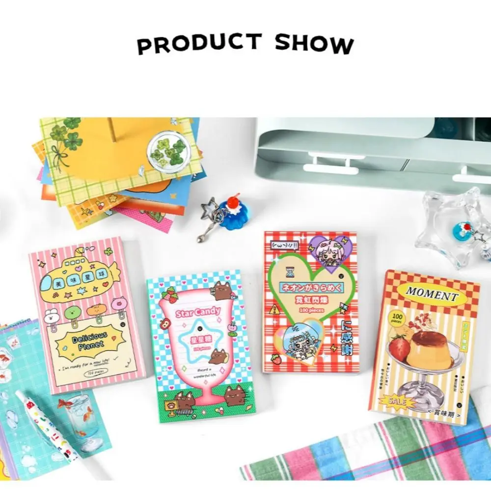 100 قطعة الموضة لتقوم بها بنفسك ستار الحلوى المواد ورقة الديكور سكرابوكينغ Kawaii القرطاسية مذكرة الوسادة ملصقة خلفية ملاحظات ورقة