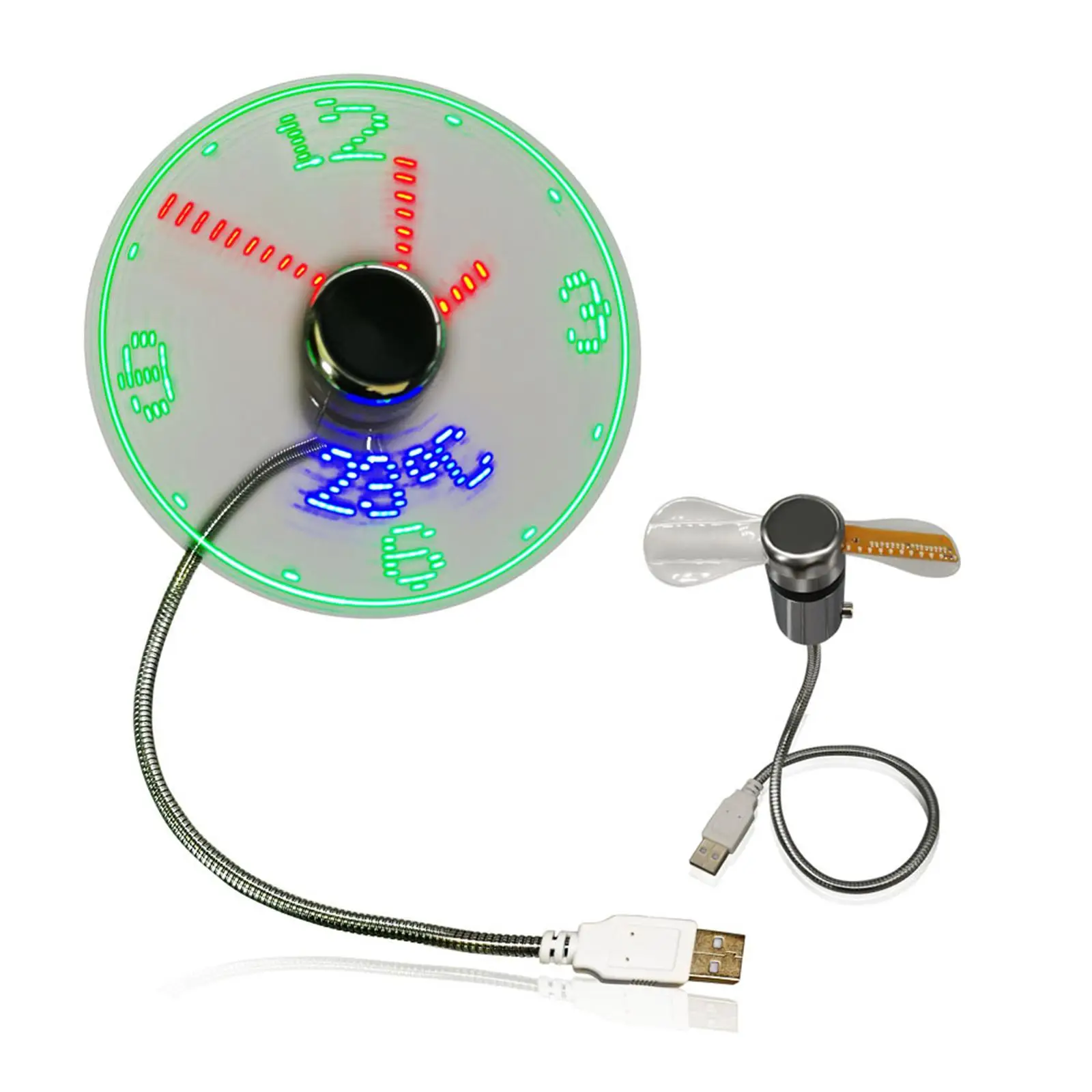 

Small Portable USB Fan with Real Time Clock Temperature Display Adjustable Gooseneck for Office Family