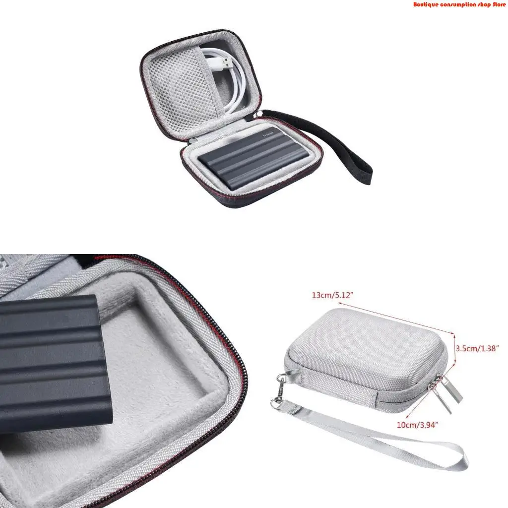 L9NA Hard Carrying Box Storage Bag for T7 SSD EVA Handbag with Strap