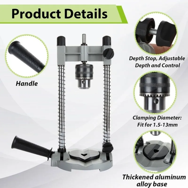 DT16 Portable Drill for Press Stand, Multi-Angle Aluminum Alloy Drill Guide Holder for 1.5-13mm Bit, Woodworking DIY