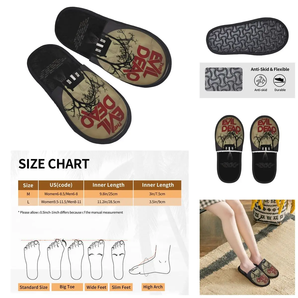 Halloween sandal rumah netral pria wanita, sandal rumah netral motif warna hangat berbulu untuk pria dan wanita