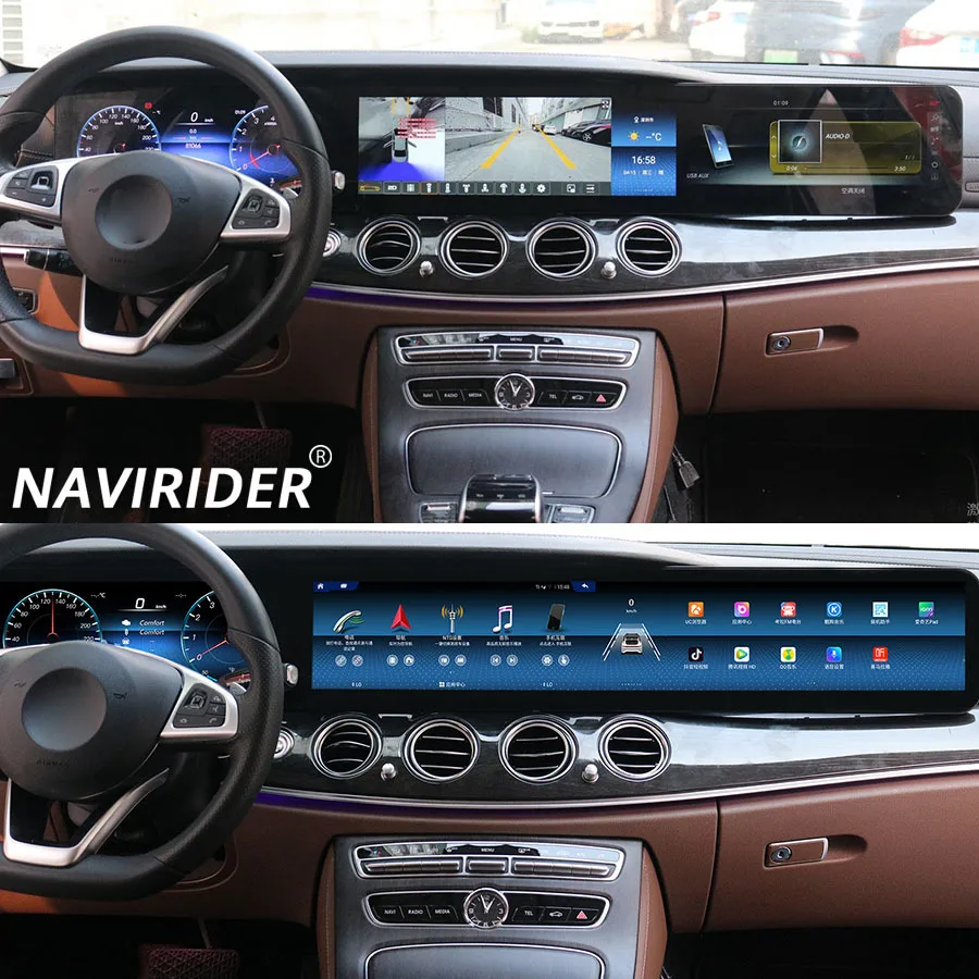 38.5inch Car Radio For Mercedes Benz E Class W213 2016-2020 Triple Digital Dashboard Screen Android Auto CarPlay GPS Navigation